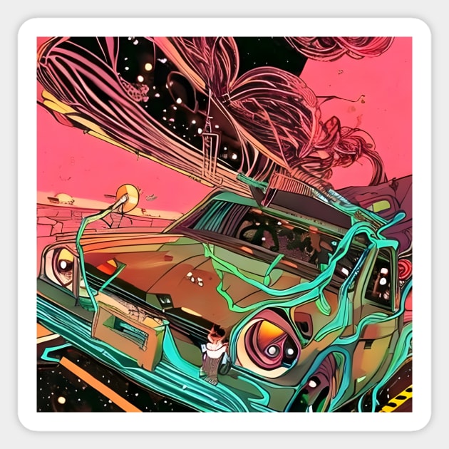 Cartoon 70s Car Heritage Sticker by animegirlnft